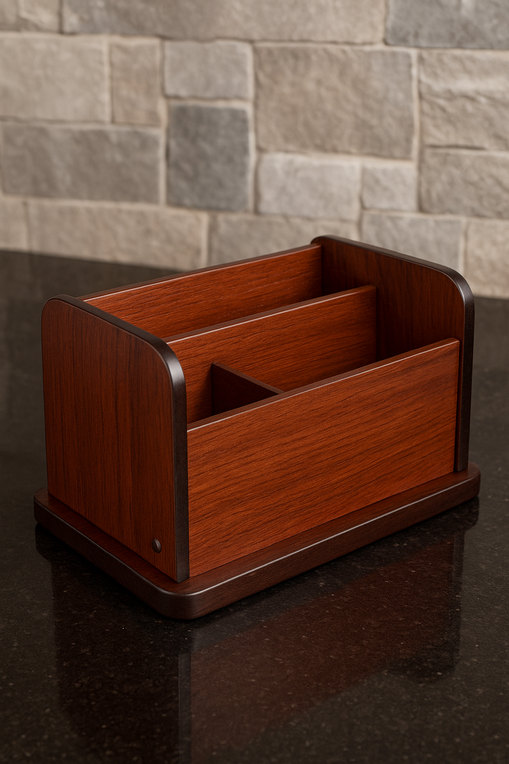 Premium wooden multi slot desk organizer for remote, phone and office accessories