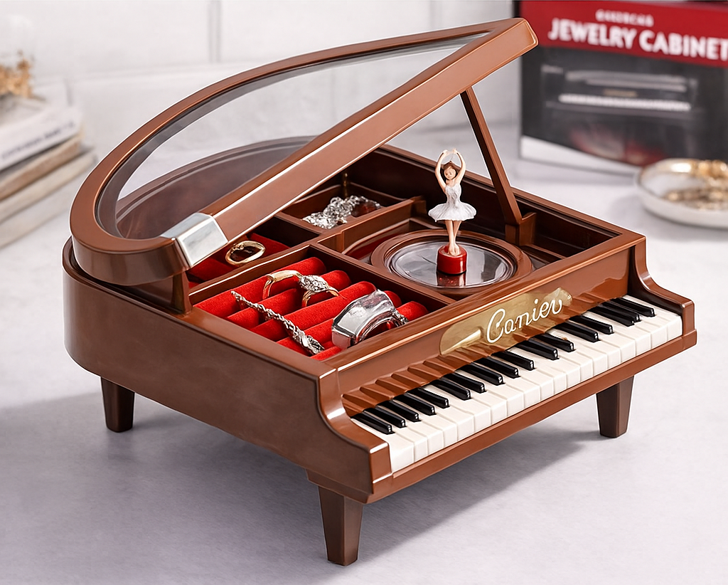 Luxury Musical Piano-Shaped Jewelry Cabinet
