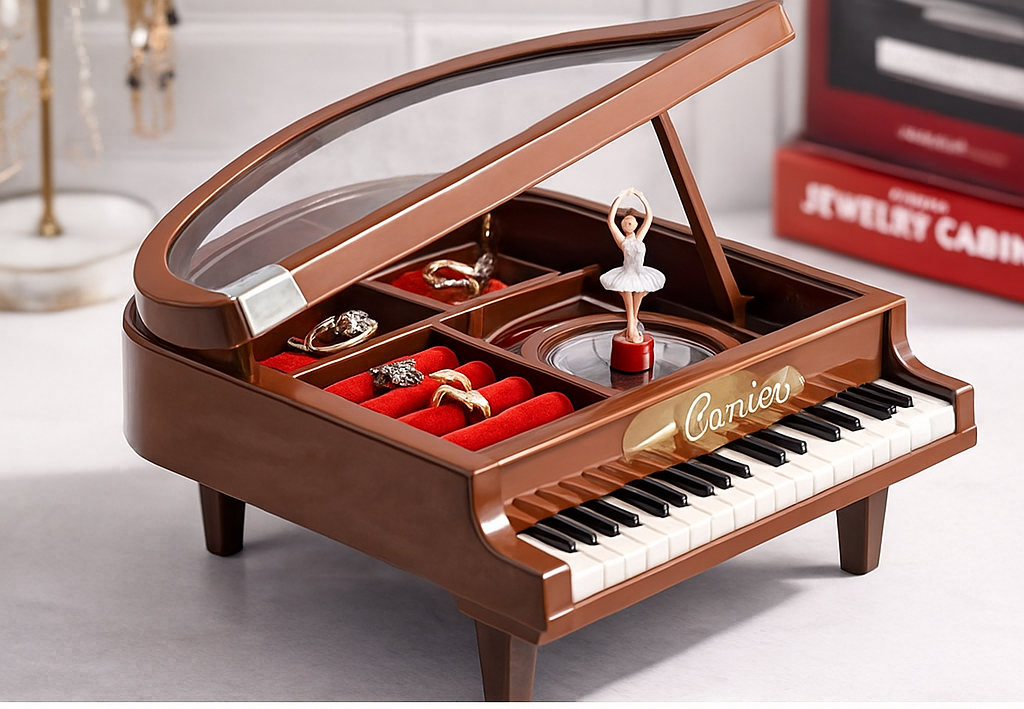 Luxury Musical Piano-Shaped Jewelry Cabinet